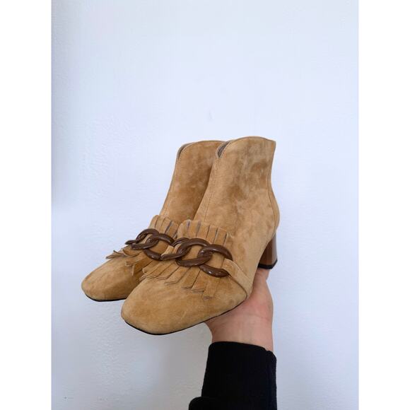 Suede Zipper Ankle Boots with Fringe - Size US 5.5-6 - Picture 5 of 10